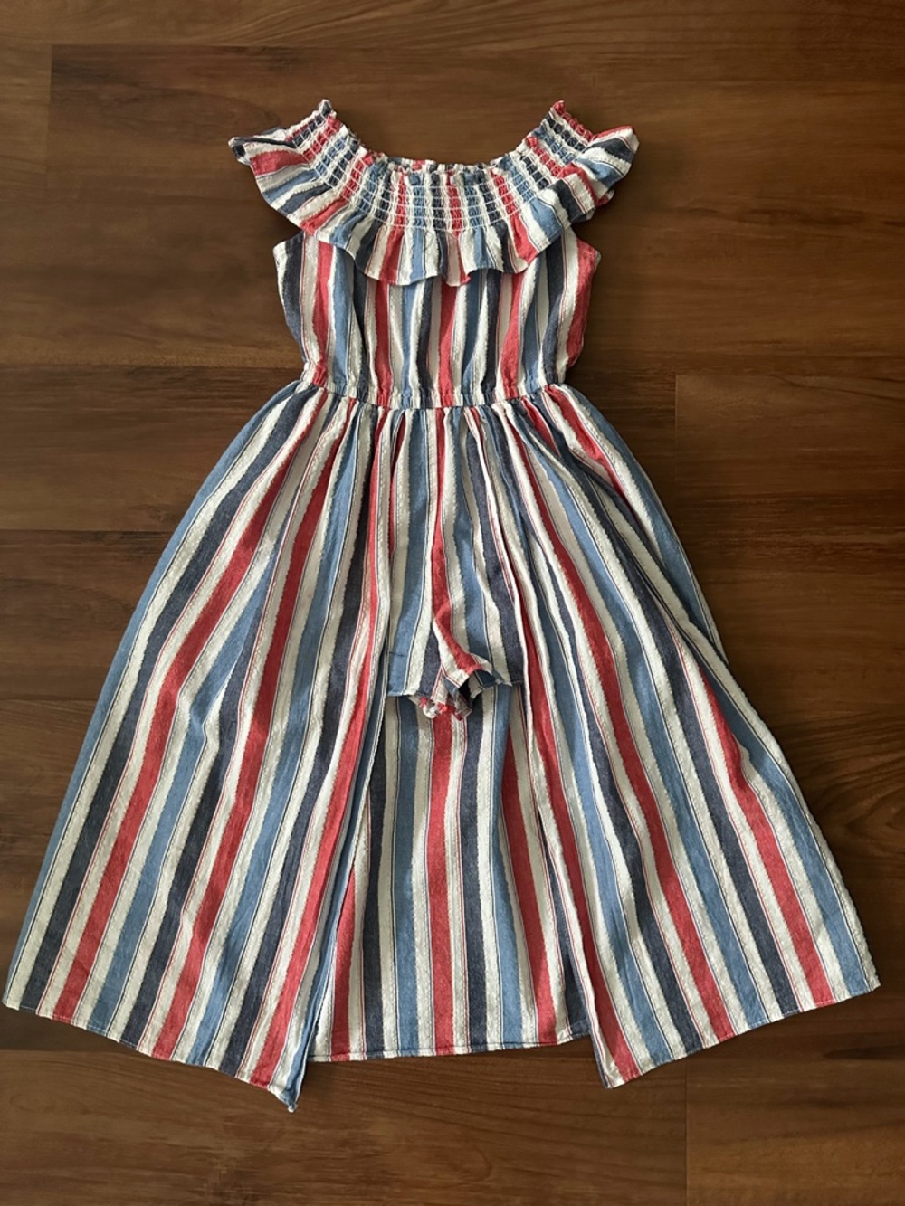Bonnie Jean Red, White & Blue Striped Off-Shoulder Jumper, 6X